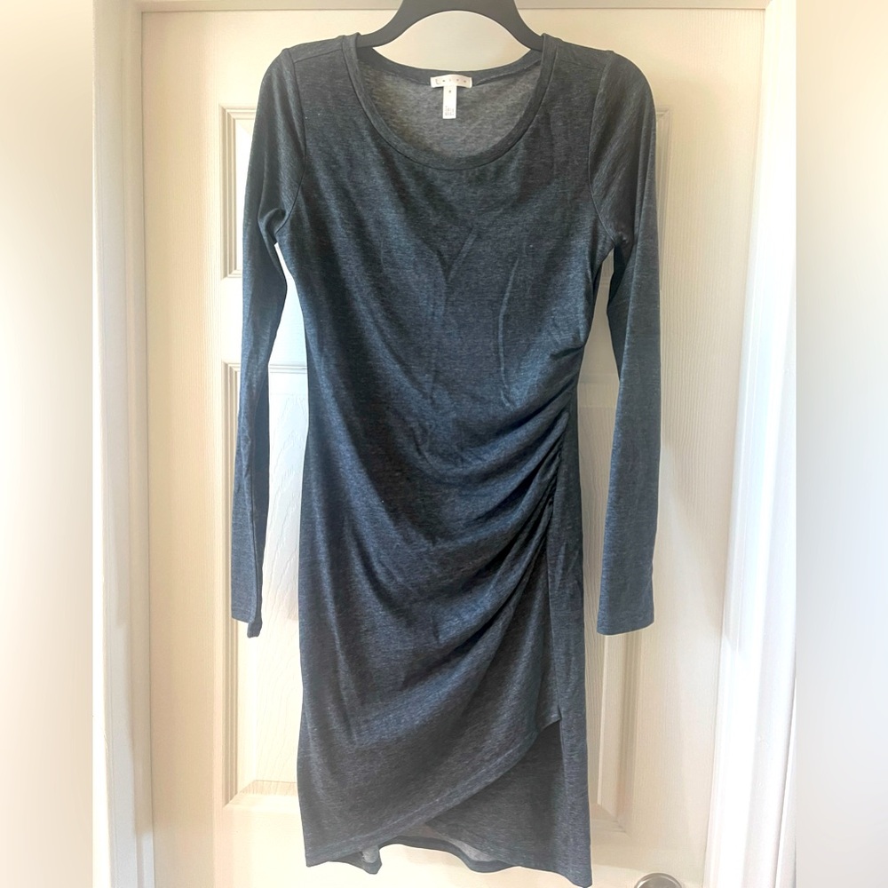 Leith Bodycon Dress with Side Ruching, Charcoal Gray, Size Medium